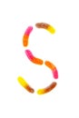 Marmalade worms on a white background. Sweets. Unhealthy food.