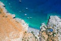 Marmara beach at the end of Aradena gorge and coastline alongside e4 trail at south-west coast of Crete island, Greece Royalty Free Stock Photo