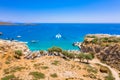 Marmara beach at the end of Aradena gorge and coastline alongside e4 trail at south-west coast of Crete island, Greece Royalty Free Stock Photo