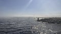 Marmara Sea view from Baruthane public park on a foggy and sunny day