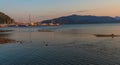 MARMARIS, TURKEY: Landscape with a view of the sea and mountains in the Turkish city of Marmaris at sunset. Royalty Free Stock Photo