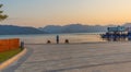 MARMARIS, TURKEY: Landscape with a view of the sea and mountains in the Turkish city of Marmaris at sunset. Royalty Free Stock Photo