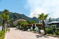 Smoke from a forest fire rising over Icmeler suburb of Marmaris resort town of Turkey