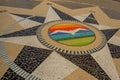 MARMARIS, TURKEY: Mosaic with the image of a seagull on a paving stone with the symbol of Marmaris.