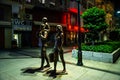 MARMARIS, TURKEY: Sculptures of a family who go shopping on the shring on the street in Marmaris. Royalty Free Stock Photo