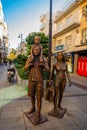 MARMARIS, TURKEY: Sculptures of a family who go shopping on the shring on the street in Marmaris. Royalty Free Stock Photo