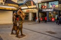 MARMARIS, TURKEY: Sculptures of a family who go shopping on the shring on the street in Marmaris. Royalty Free Stock Photo