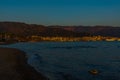 MARMARIS, TURKEY: Landscape with a view of the old town, Fortress and ships in Marmaris at sunset. Royalty Free Stock Photo