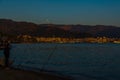 MARMARIS, TURKEY: Landscape with a view of the old town, Fortress and ships in Marmaris at sunset. Royalty Free Stock Photo