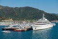 View over Netsel Marina port in Marmaris, Turkey, with M Y Eclipse superyacht owned by Russian oligarch Roman Abramovicht