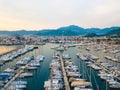 Marmaris Turkey - 26.10.2019: Marina in Marmaris, aerial shoot Royalty Free Stock Photo