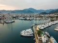 Marmaris Turkey - 26.10.2019: Marina in Marmaris, aerial shoot Royalty Free Stock Photo