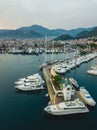 Marmaris Turkey - 26.10.2019: Marina in Marmaris, aerial shoot Royalty Free Stock Photo