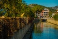 MARMARIS, TURKEY: Sculpture of a Frog, a Fish, a Seahorse on the street by the canal in Marmaris on a sunny day.