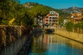 MARMARIS, TURKEY: Sculpture of a Frog, a Fish, a Seahorse on the street by the canal in Marmaris on a sunny day.