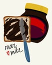 Marmite. Yeast extract spread on bread. British traditional food. Vector isolated illustration