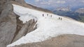 Marmolada, Italy. Landscape to the glacier and to the Dolomites during summer time