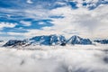 Marmolada summit in Dolomites in winter