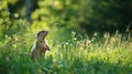 A Marmot in a Field of Green Royalty Free Stock Photo