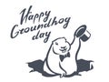 Marmot groundhog day hat hole ground vector illustration