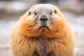 marmot with puffed cheeks during call