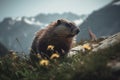 marmot in the swiss alps. ai generative