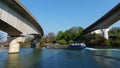 Barge on the marne river in paris suburb Royalty Free Stock Photo