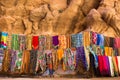 Maroccan shop with local fabric Royalty Free Stock Photo
