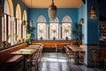 Marocco Cafe Design, Bohem Cool Restaurant in African Style, Maroccan Cafe Interior Royalty Free Stock Photo