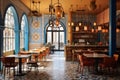 Marocco Cafe Design, Bohem Cool Restaurant in African Style, Maroccan Cafe Interior Royalty Free Stock Photo