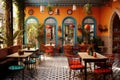 Marocco Cafe Design, Bohem Cool Restaurant in African Style, Maroccan Cafe Interior Royalty Free Stock Photo