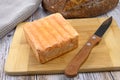 Maroilles cheese on a cutting board Royalty Free Stock Photo