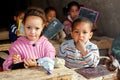 Young school children in a village school somewhere in Morocco.