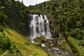 Marokopa falls near Te Anga road in North Island remote waterfall Royalty Free Stock Photo