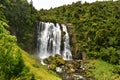 Marokopa falls near Te Anga road in North Island remote waterfall Royalty Free Stock Photo