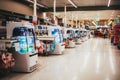 Maroochydore, Australia - March 30, 2020. Empty supermarket in a shopping center during quarantine of Covid-19