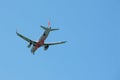 Maroochydore, Qld, Australia - March 10, 2019: Jetstar plane descending for landing