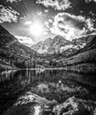 Maroon Bells in black and white