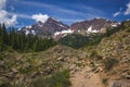 Maroon Bells from Crater Lake Trail Royalty Free Stock Photo