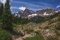 Maroon Bells from Crater Lake Trail Royalty Free Stock Photo