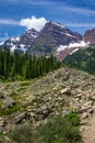 Maroon Bells from Crater Lake Trail Royalty Free Stock Photo