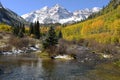 Maroon Bells and Creek in Autumn Royalty Free Stock Photo