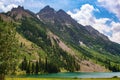 Maroon Bells Lake and Mountain Range in the summer Royalty Free Stock Photo