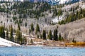 Maroon Bells lake in Spring scenic destination in Colorado Royalty Free Stock Photo