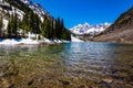 Maroon Bells lake in Spring scenic destination in Colorado Royalty Free Stock Photo