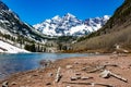 Maroon Bells lake in Spring scenic destination in Colorado Royalty Free Stock Photo