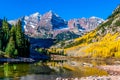 Maroon Bells Mountains in Aspen, Colorado during Fall Royalty Free Stock Photo