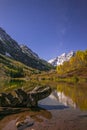 Maroon Bells at night with visible milky way Aspen Colorado Royalty Free Stock Photo