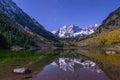 Maroon Bells at night with visible milky way Aspen Colorado Royalty Free Stock Photo