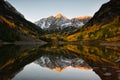 Maroon bells peak sunrise Aspen Fall Colorado Royalty Free Stock Photo